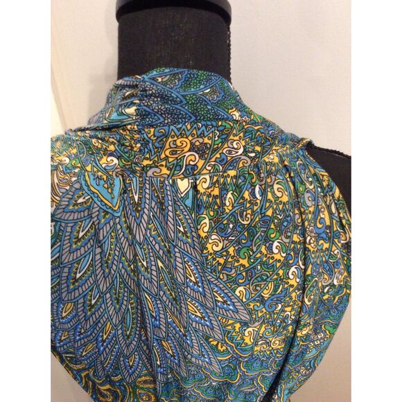 Seven Islands Plus size 1X Floral Peacock Dress Sleeveless Maxi Gathered Waist - Picture 3 of 8